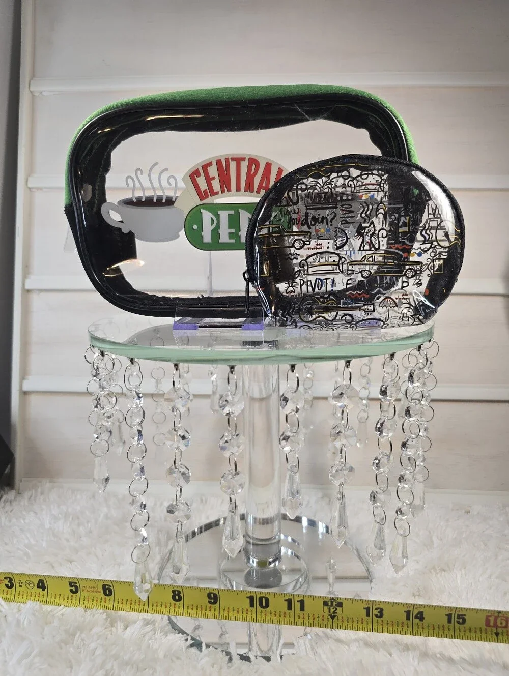 Clear Friend's Graphic Cosmetic Pouch - Green Trim and acoordinating bouns bag